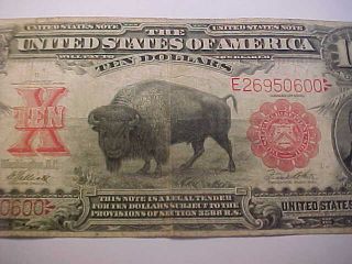 1901 $10 Bison / Buffalo United States Note Very Fine Attractive Rare Note