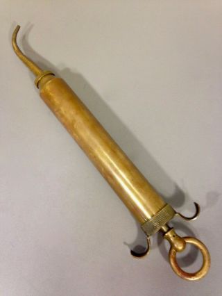 Vintage Antique Tool Brass Syringe Oil Pump N.  F.  O.  Injector Pump,  N.  Y.  & N.  J.