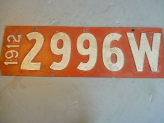 Rare 1912 Wisconsin Riveted License Plate Htf Antique