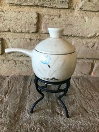 Butter or syrup or sauce heater with lid,  Red Wing,  Bob White Pottery,  Rare 2