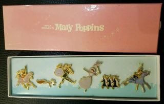 Rare Walt Disney Mary Poppins 40th Anniversary Box Pin Set 6 Lapel Pins Le 1500