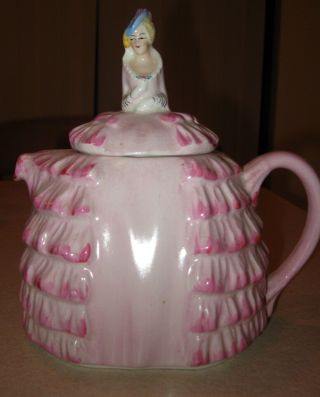 Rare " Ye Daintee Ladyee " Pink Crinoline Lady Tea - Pot C1937,  Coloured Features