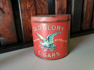1908 Rare " Old Glory " Litho 50 Humidor Cigar Tin Is In
