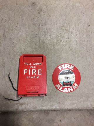 Antique Fire Alarm Pull Station Auto - Call With Fire Alarm Sign Rare$ Model 664g
