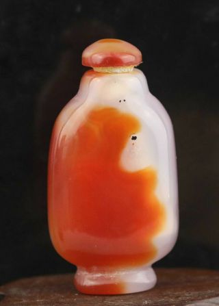 Chinese Old Natural Red Jade Hand - Carved Statue Snuff Bottle 2.  2 Inch
