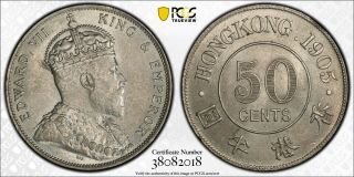 1905 Hong Kong 50c Fifty Cents Pcgs Ms63 - Rare Bu