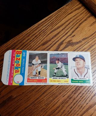 1962 Topps Bazooka Panel Box Baseball Cards Crandall Kuenn Antonelli Very Rare