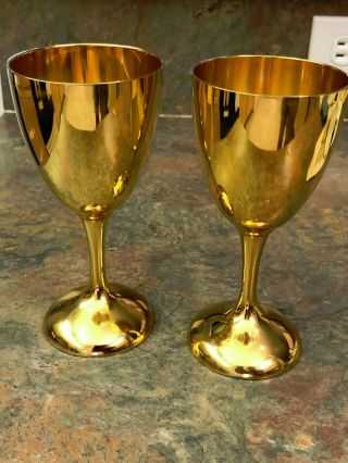 Vintage International Silver Co Gold Plated Goblets Look