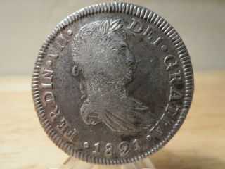 1821 Vf,  8 Real War For Independence D Cg Mexico Silver Coin Rare World