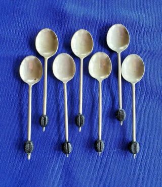 Set Of 7 Vintage English Art Deco Style Demitasse Coffee Spoons