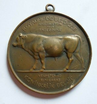 Antique Belgian Bull Farming Cattle Livestock Breeder Award Medal
