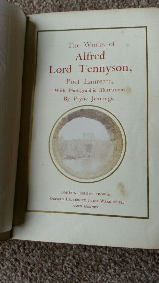 Very Rare Antique 19th C Leather Bound Book The Of Alfred Lord Tennyson