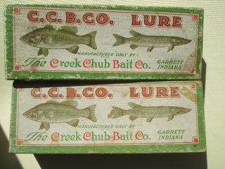 2 Vintage Creek Chub Empty Boxes Tops Only