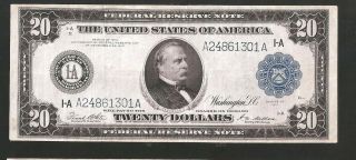Rare Solid A Block Type A Boston 1914 $20 Large Federal Reserve Note