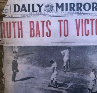 Rare Babe Ruth - York Yankees - Baseball - 1927 Daily Mirror Newspaper