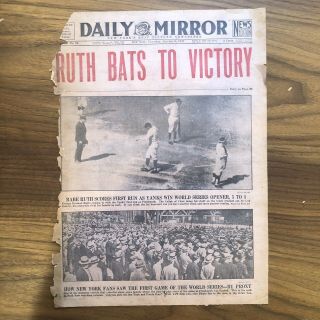 RARE Babe Ruth - York Yankees - Baseball - 1927 Daily Mirror Newspaper 2