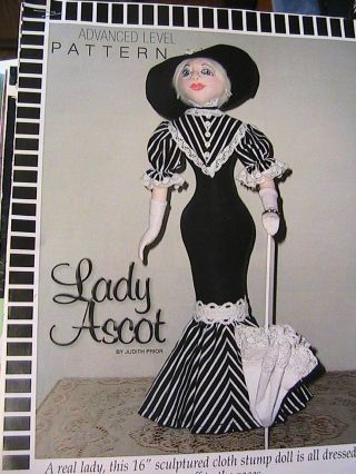 Lady Ascot Judith Prior Rare Oop 16 " Whimsical Cloth Art Doll Pattern 2013