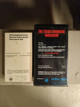 The Texas Chainsaw Massacre Astral VHS Horror cult clamshell Rare NTSC 2