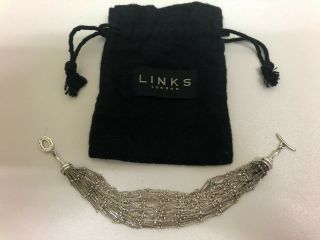 Links Of London Solid Sterling Silver 28 Strand T Bar Bracelet - Rare
