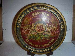 Very Rare 1900 F.  Bartels Brewing Beer Tray,  Cincinnati,  Ohio Pre - Pro 12 " Pie