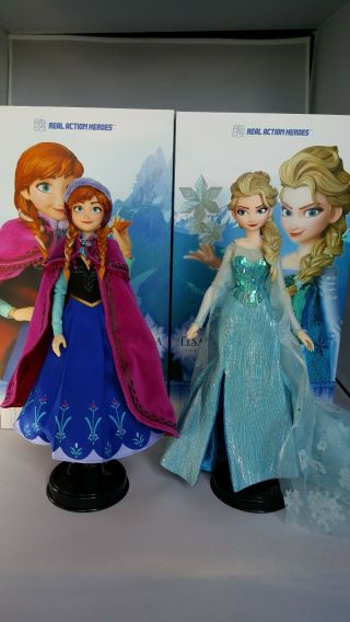 Elsa And Anna Frozen Medicom Rah 1:6 Scale Figures Doll Limited Edition Disney