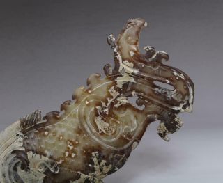 Antique Chinese Carved Natural Jade Pendant Bi With Dragon 3
