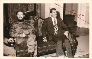 Cuban Cuba Fidel Castro Saddam Hussein Signed Autograph Photo Very Rare Unique
