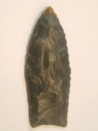 W/ - Rare Clovis Point Carroll Co Indiana Indian Artifact - Birdstone