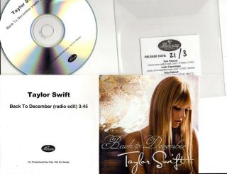 Taylor Swift Rare 1trk Promo Cd Back To December (radio Edit)