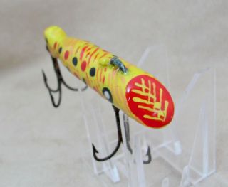 Repainted Vintage Clothespin Pier Bait,  Yellow Spot Finish 2.  75 " Body