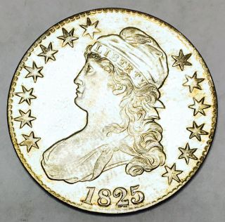 1825 Capped Bust Half Gem Bu,  Coin So So Rare Wow $nr 12159