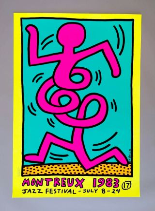 Keith Haring ' Montreux Jazz Festival I (yellow) ' Rare 1983 Poster Print 2