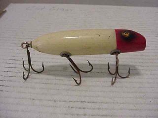 Vintage Unmarked 3 - 3/4 Inch Wooden Red/white Fishing Lure