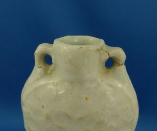 Antique Chinese Yuan or Ming Dynasty Celadon Bottle Flask 2 - Handled Vase 6 3