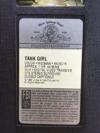 Tank Girl (VHS) RARE&OOP/HTF NAOMI WATTS/ICE - T/LORI PETTY/MALCOM McDOWEL (A1) 2