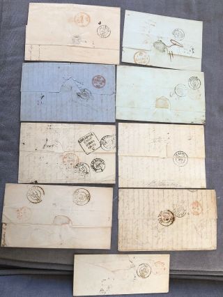 9 Rare Portugal Postal Covers Madeira To France 1840’s - 1870’s (mostly Stampless) 2