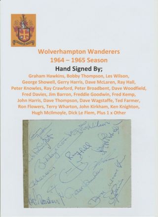 Wolverhampton Wanderers 1964 - 1965 Rare Autographed Book Page 26 X Sigs
