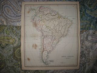 Antique 1845 South America Tegg Findlay Handcolored Map La Plata Brazil N