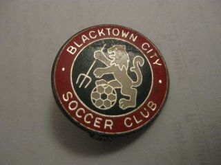 Rare Old Blacktown City Australian Soccer Club Football Metal Brooch Pin Badge