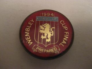 Rare Old 1994 Aston Villa Football Club Wembley Cup Final Metal Brooch Pin Badge