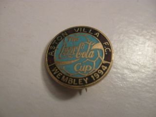 Rare Old 1994 Aston Villa Football Club Coca Cola Cup Enamel Brooch Pin Badge