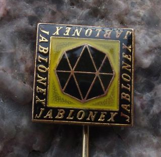 Antique Jablonex Of Jablonec Czech Fine Crystal Cut Glass Bead Maker Pin Badge