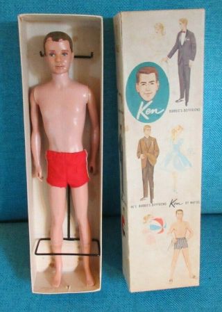 1961 Barbie’s Boyfriend Ken Doll W Box & Stand