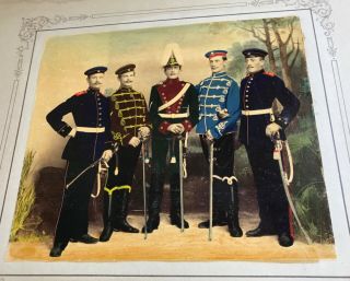 Rare Hand Painted Colour Cdv Photo,  Pre 1914 German Regiment Uniforms Guards