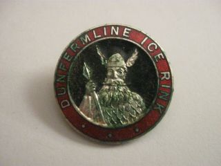 Rare Old Dunfermline Vikings Ice Hockey Club Enamel Brooch Pin Badge