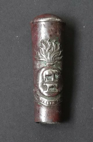 The Royal Dublin Fusiliers Military Rare White Metal Swagger Stick Top