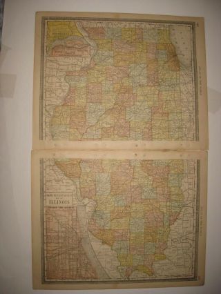 Large Antique 1880 Illinois & Minnesota Railroad Map Chicago Rock Island