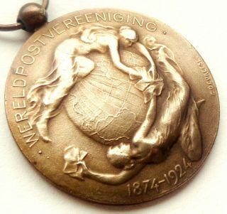 Art Nouveau Ladies To Postal Service Antique Art Medal Pendant Signed G Devreese