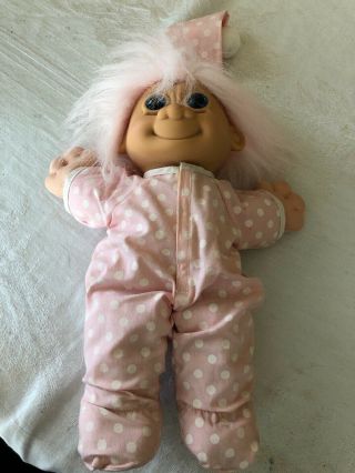 Troll Kidz Plush Stuffed Doll With Pajama Outfit Pink Hair Russ Vintage Kids 12 "