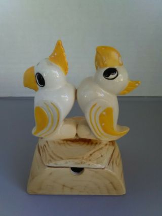 Birds Parrot On Log Salt & Pepper Shakers/toothpick Holder Ucag.  Co Japan Ceramic
